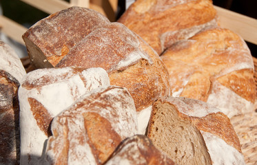Fresh baked bread loaves