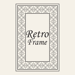 Vintage ornate border frame with ornamental elements, calligraphy swirls and ornament. Can be used for retro invitations and royal certificates.
