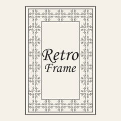 Vintage ornate border frame with ornamental elements, calligraphy swirls and ornament. Can be used for retro invitations and royal certificates.