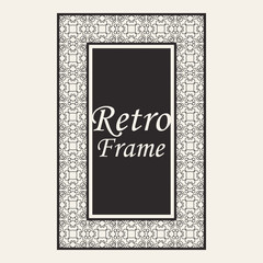 Vintage ornate border frame with ornamental elements, calligraphy swirls and ornament. Can be used for retro invitations and royal certificates.