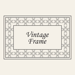 Vintage ornate border frame with ornamental elements, calligraphy swirls and ornament. Can be used for retro invitations and royal certificates.