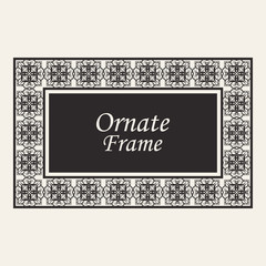 Vintage ornate border frame with ornamental elements, calligraphy swirls and ornament. Can be used for retro invitations and royal certificates.