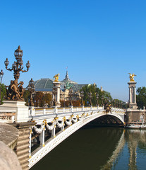 Paris. Alexander III Bridge through the Seine River