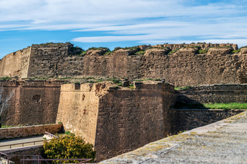 Fototapeta na wymiar Fortress wall of the Castle of the King in Lerida, Spain.