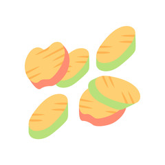 Grilled vegetables slices flat design long shadow color icon