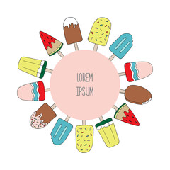 Vector frame with tropical leaves and lettering - Sun, please. Cartoon style. Colorful illustration with place for your text. Summer banner. tropical frame with leaves on white background.