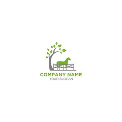 Horse Fence Logo Design Vector