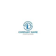 Blue SP Lighthouse Logo Design Vector