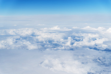 Panoramic cloudscape, view from airplane