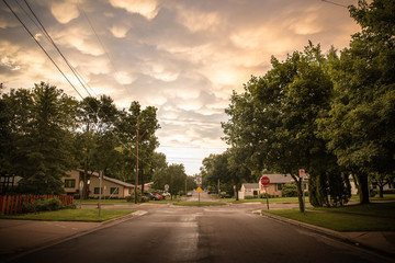 Mini Roundabout in Local Neighborhood Saint Paul Minnesota