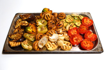 grilled vegetables on a white plate