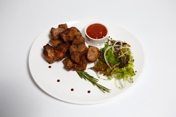 kebab on a white plate