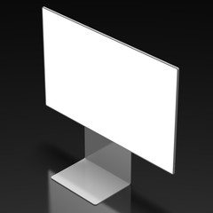 3D brandless monitor with empty screen on black background - great as a template