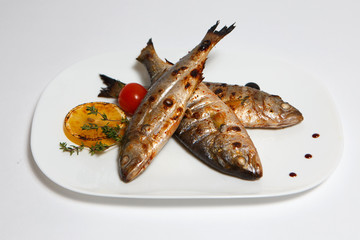 fried fish on a white plate