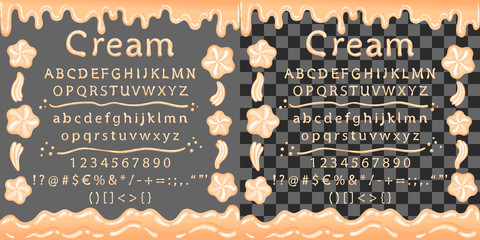 Font from cream with a sweet frame