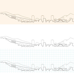 Grenoble Hand Drawn Profile Skyline