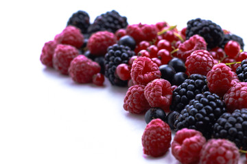 Assortment of ripe berries isolated on white