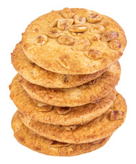 homemade cookies with peanut on white background