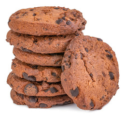 Chocolate chip cookie isolated on white background