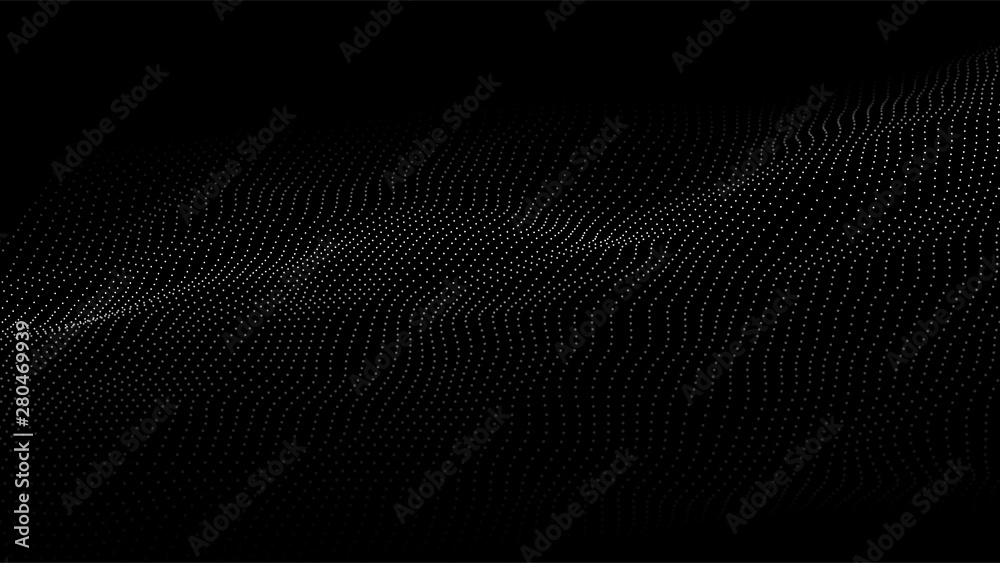 Aufkleber Abstract digital wave of particles. Futuristic point wave. Technology background vector. Vector illustration