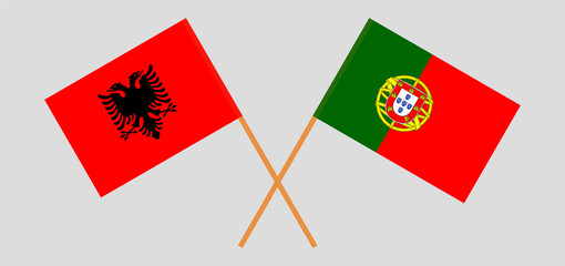 Albania and Portugal. Crossed Albanian and Portuguese flags.