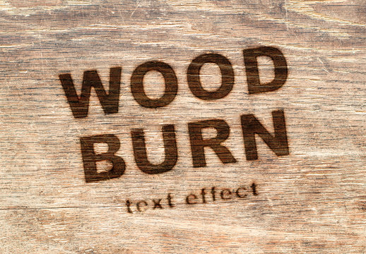 Wood Burn Text Effect Mockup