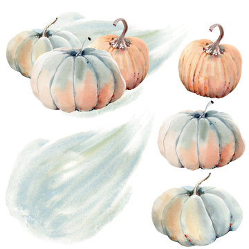 Watercolor pumpkins set.
