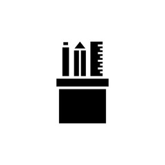 Book pencil ruler online education icon