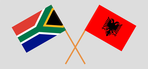 Albania and RSA. Crossed Albanian and South African flags