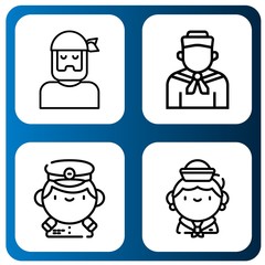 Set of seaman icons such as Sailor, Captain , seaman
