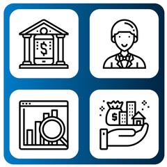 Set of graph icons such as Online banking, Entrepeneur, Web analytics, Assets , graph