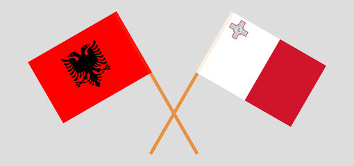 Albania and Malta. Crossed Albanian and Maltese flags