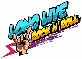 Hard rock, heavy metal, sign of the horns, rock sign hand, rock vector logo.