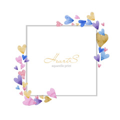 print of watercolor with colorful hearts