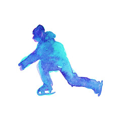 Obraz premium Watercolor skate boy silhouette 