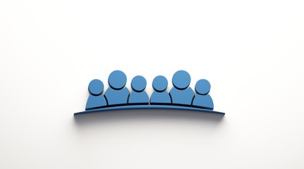 Six People Friends. Logo illustration. 3D Blue color render illustration