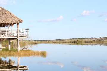 Torre de avistamiento en a selva junto al cenote 