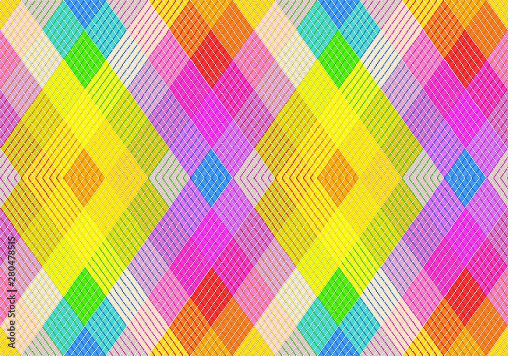 Wall mural 3d rendering. Lgbt rainbow grid pattern wall and floor background.