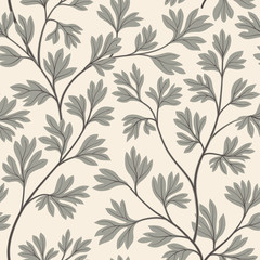 Floral leaves seamless pattern. Graden lush leaf branch background.
