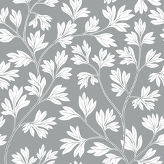 Floral leaves seamless pattern. Graden lush leaf branch background.