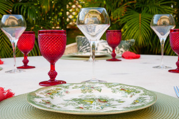 Detail of a beautiful table decoration for special dinner