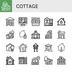 Set of cottage icons such as House, Home, Cottage, Shelter, Condominium, Hut, Wooden house, Izba , cottage