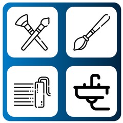 Fototapeta premium Set of renovation icons such as Paint brush, Paint roller, Sink , renovation
