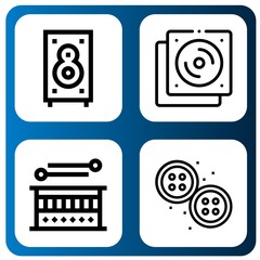 Set of music icons such as Speaker, Cd, Drum, Buttons , music