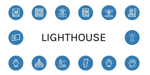 Set of lighthouse icons such as Spellbook, Portuguese, Lighthouse, Sailing, Sailor, Portugal, Captain , lighthouse