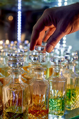 Glass perfume bottles based oils. A Bazaar, market