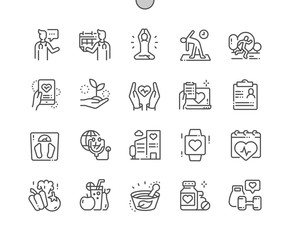 Fototapeta premium Global Health Care Well-crafted Pixel Perfect Vector Thin Line Icons 30 2x Grid for Web Graphics and Apps. Simple Minimal Pictogram