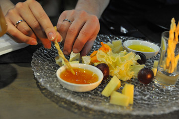 Gourmet food in the restaurant. Healthy food. Close-up. Table setting
