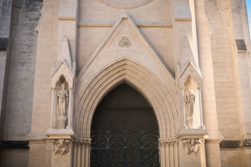 Obraz premium architectural detail of neo gothic church Saint Anne in Montpellier, France