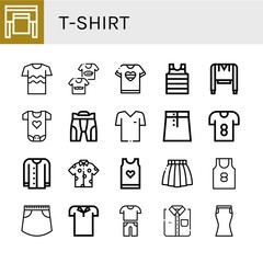 Set of t-shirt icons such as Plotter, Shirt, Shirts, Tshirt, Sweatshirt, Baby clothes, Pant, Skirt, T shirt, Cardigan, Tank top, Polo shirt, Casual , t-shirt